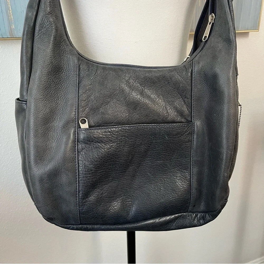 Coronado Leather TAOS HOBO Leather Bag Indigo Gray Color